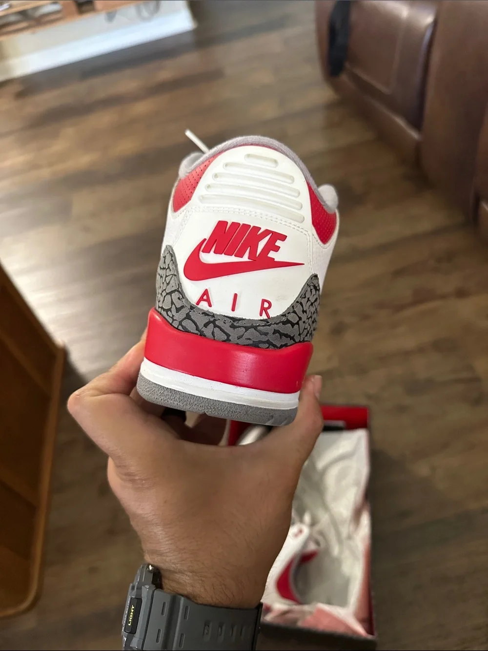 Jordan Men’s White, Red & Gray Retro Basketball Sneakers